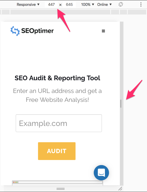 [Chromeブラウザ]でモバイル閲覧用に[レスポンシブサイズを変更]