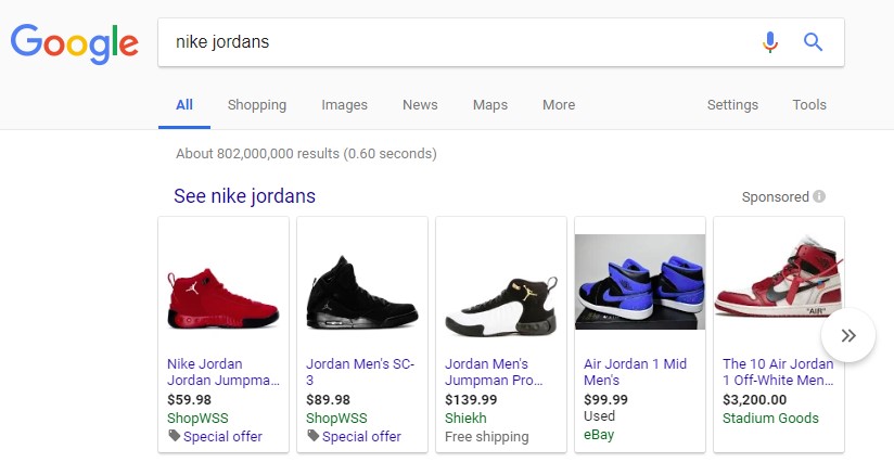 publicités Google Shopping