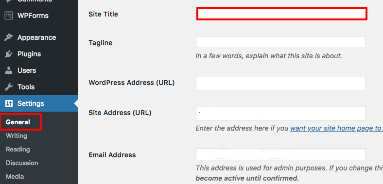 cómo crear un título de sitio en wordpress