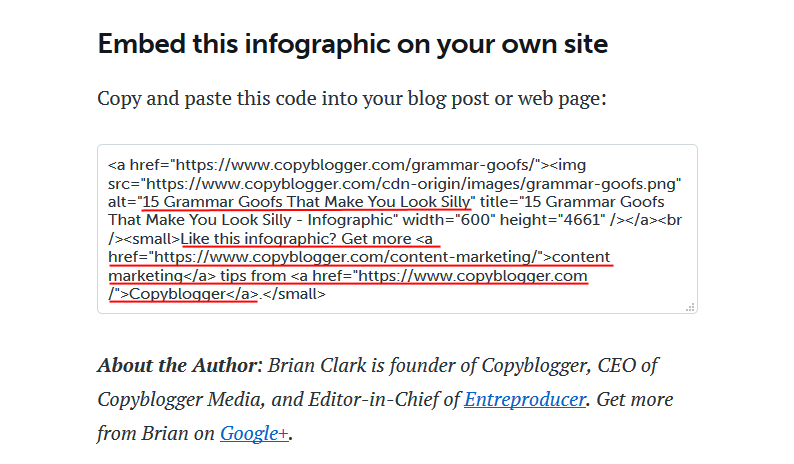 Infographics example - HTML backlink snippet