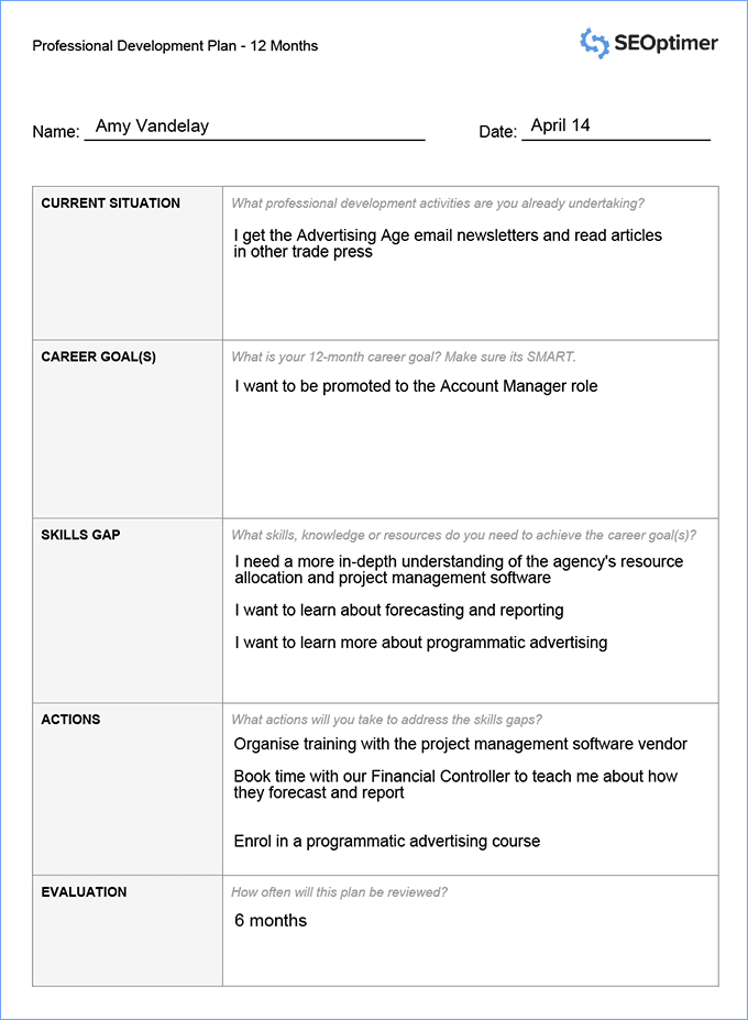 Employee Professional Development Plan