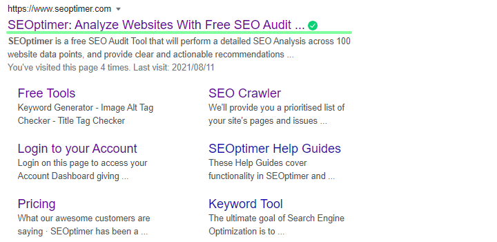 title html tag in serp