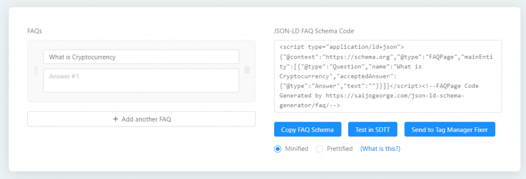 Generatore di Schema FAQPage JSON-LD