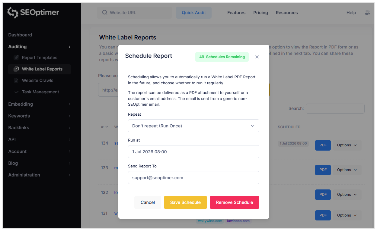 Schedule Audit Report
